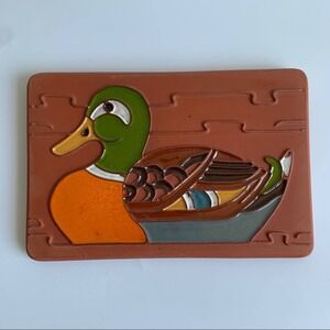 1980’s Cindy Wallace Duck Embossed Terracotta Art Tile Wall Decor